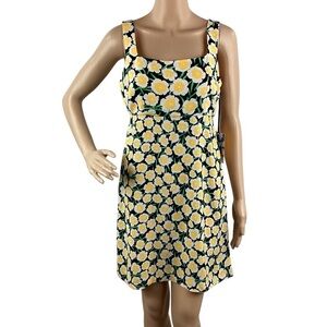 DVF for Target Yellow Floral Empire Waist Mini Dress Size 4 Scoop Back